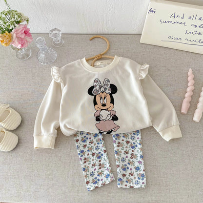 Kids Cartoon Girl Sports Set Top Pants 2 Piece Outfit