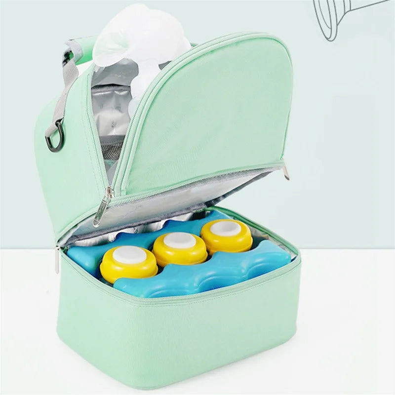 Fashion Insulated Double-Layer Mommy Bag Large Capacity Travel Handbag