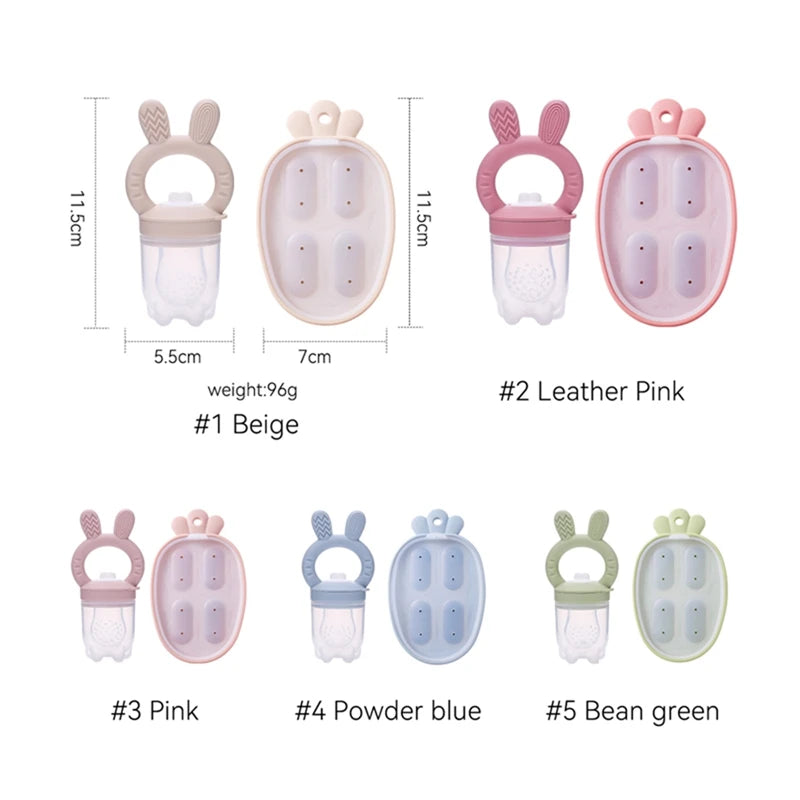 Baby Rabbit Silicone Fruit Feeder BPA-Free Baby Food Feeder Nursing Feeding Set