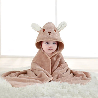 Toddler Bathrobe Hooded Infant Swaddle Coral Fleece Towel Blanket