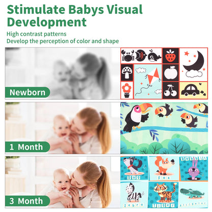 Baby Cloth Book with Distorting Mirror Soft Cartoon Sensory Montessori Toy