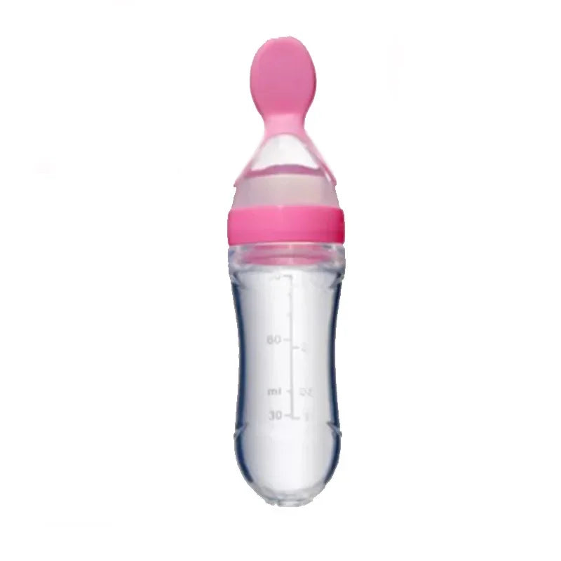 Mushy Food Feeder Spoon Press-Type Baby Puree & Juice Feeding Bottle Spoon Infant Nipple Utensils