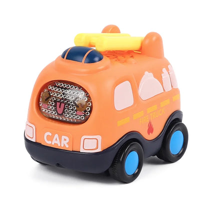 Baby Friction Car Toy 6-12 Months Soft Rubber Push & Go Roll Vehicle Rattle Gift