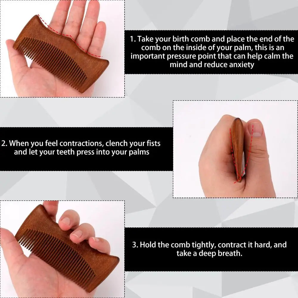Pregnancy Labor Wooden Comb Natural Sandalwood Birth Essentials Gift for Moms