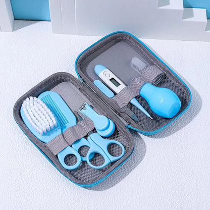 8PCS Baby Grooming Kit Nail Clipper Brush Nasal Aspirator Comb with Case