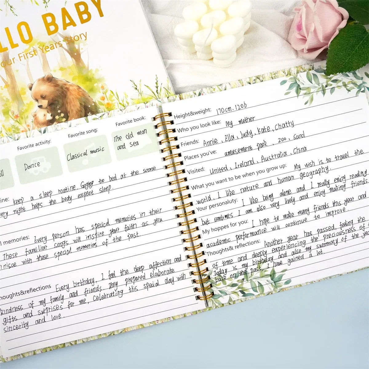 Baby Memory Book Keepsake First 5 Years Milestone Photo Album 100 Pages