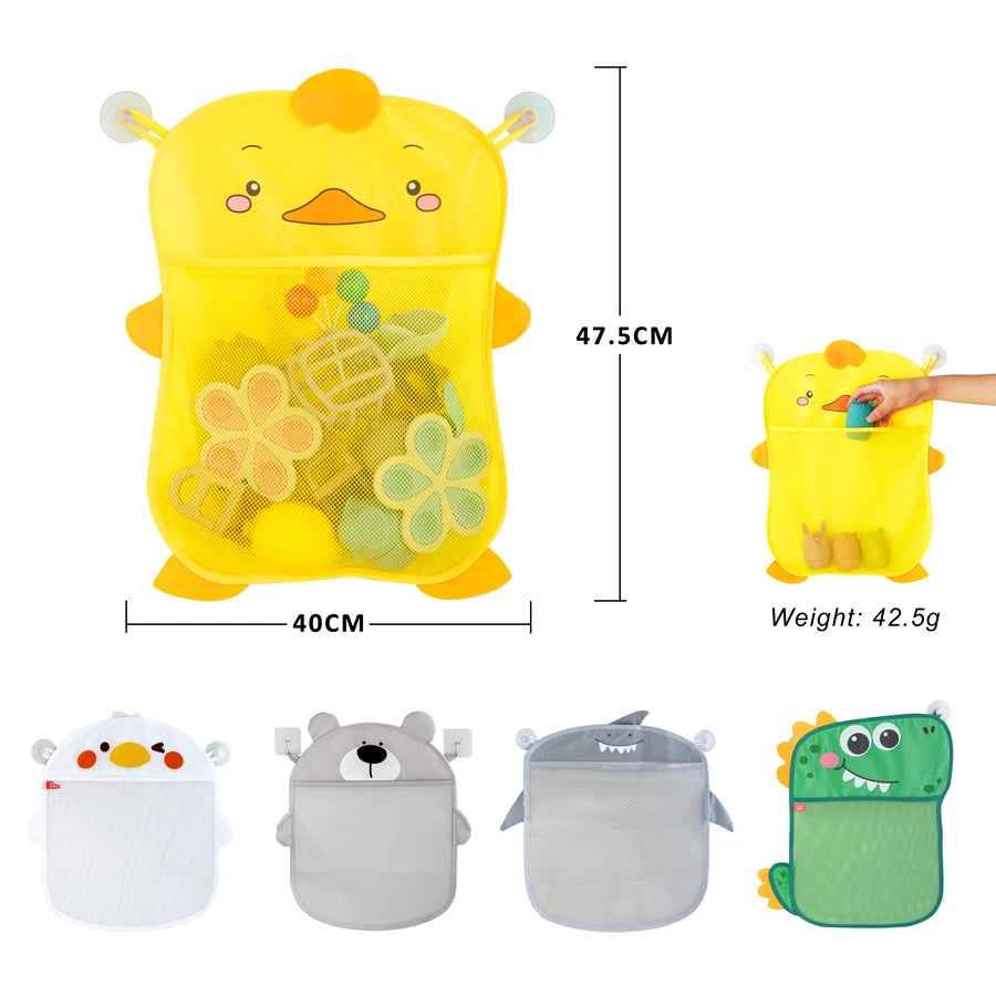 Baby Bath Toy Storage Bag with Suction Cups Bathroom Organizer