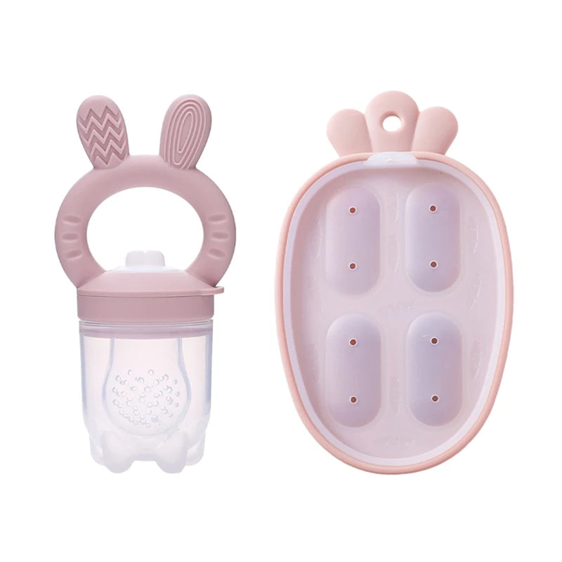 Baby Rabbit Silicone Fruit Feeder BPA-Free Baby Food Feeder Nursing Feeding Set