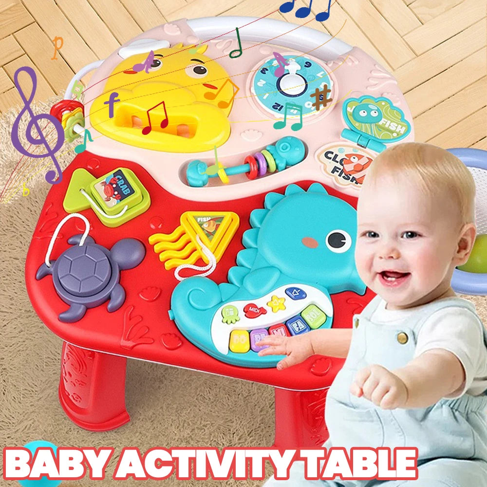Baby Musical Activity Table Sensory Learning Toy Educational Play Center