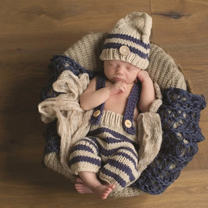 Newborn Photography Baby Mohair Knitted Overalls Wool Jumpsuit Boy Outfit