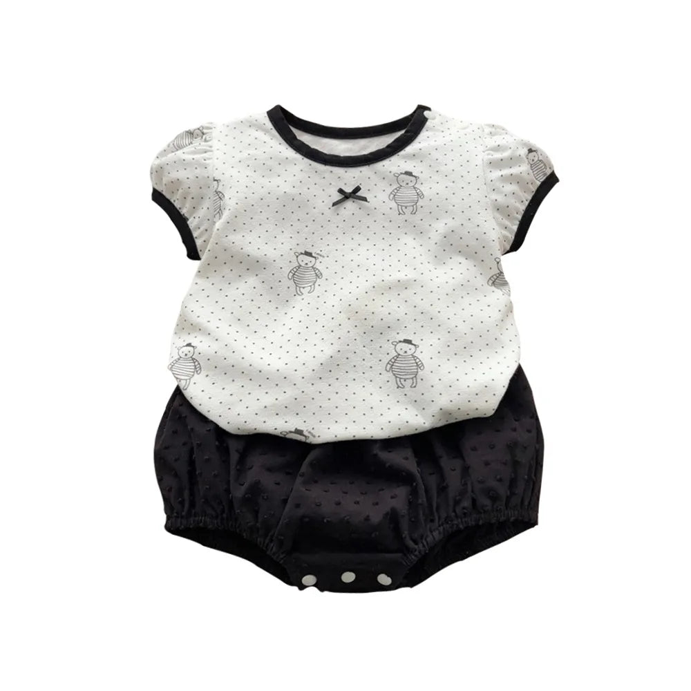 Baby Girls Summer 1-3Y Short Sleeve Cartoon Two-Piece Set