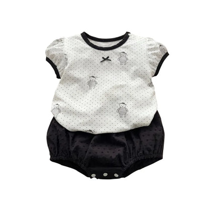 Baby Girls Summer 1-3Y Short Sleeve Cartoon Two-Piece Set