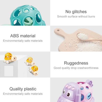 Baby Friction Car Toy 6-12 Months Soft Rubber Push & Go Roll Vehicle Rattle Gift