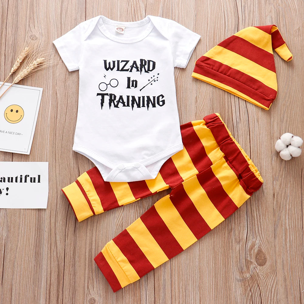 Baby Summer Set 3PCS Romper Pants Hat 0-2Y