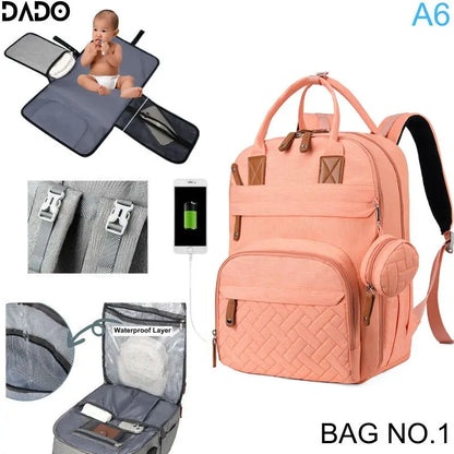 Multifunction Waterproof Diaper Backpack with Changing Station & Stroller Straps