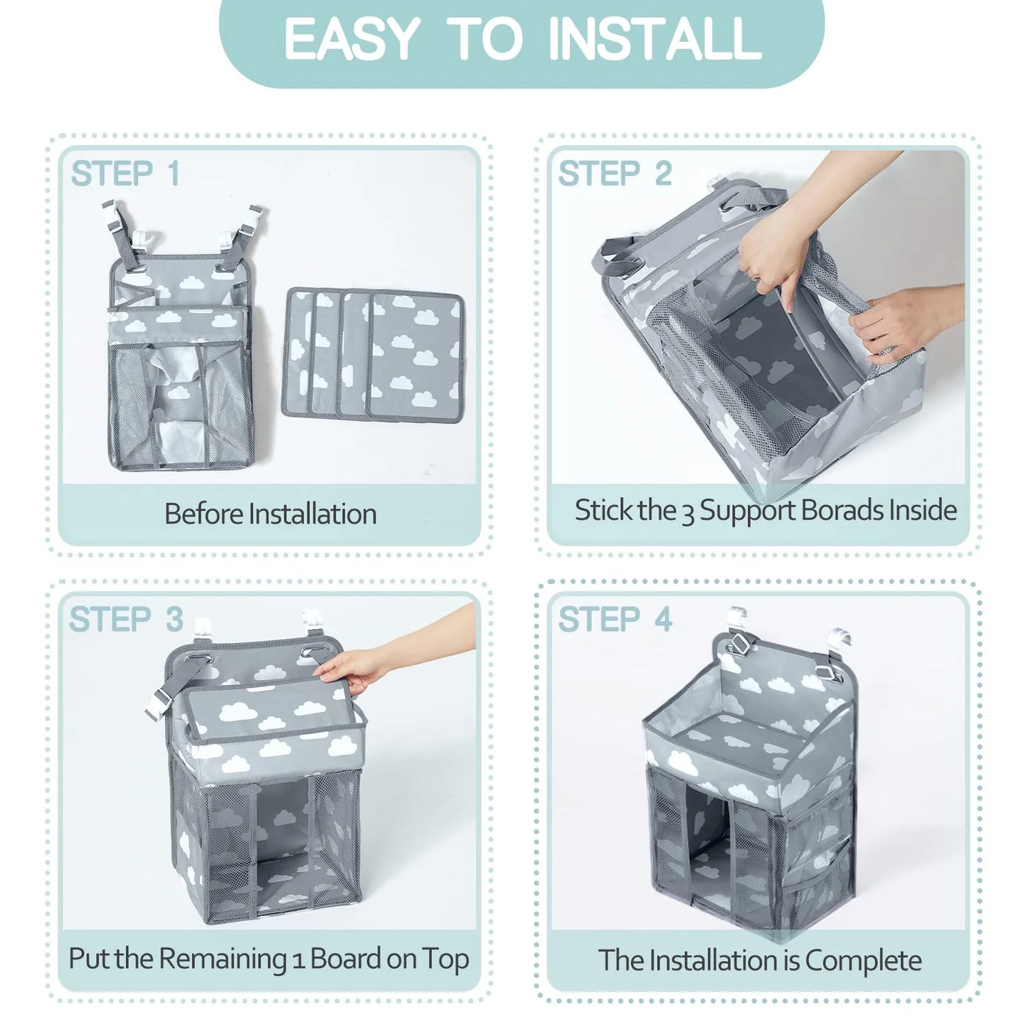 Baby Crib Hanging Diaper Organizer for Newborns and Infants