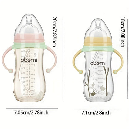Baby Bottle with Handle Anti-Drop Soft Nipple Feeding Sippy Bottle