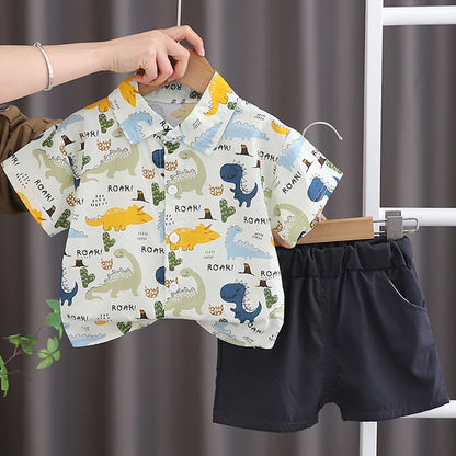 Baby Boy Summer Outfit Set T-shirt + Shorts Cute Cartoon Toddler Clothing Set