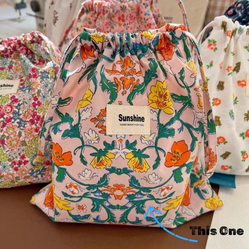 Printed Flower Baby Diaper Bag Portable Organizer Wet Dry Nappy Bag