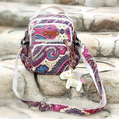 Portable Canvas Crossbody Baby Diaper Bag Large Capacity Backpack
