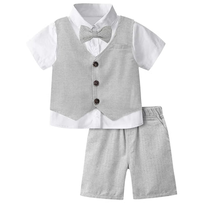 Baby Boy 3PCS Wedding Party Suit Set Cotton Toddler Outfit