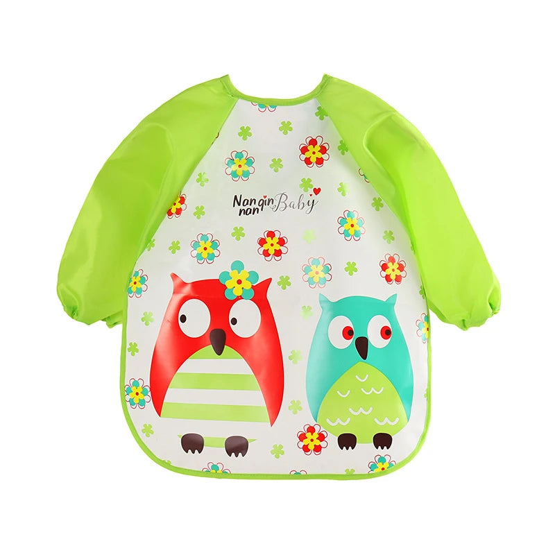 0-3 Years Baby EVA Waterproof Long Sleeve Feeding Bib Cartoon Pattern