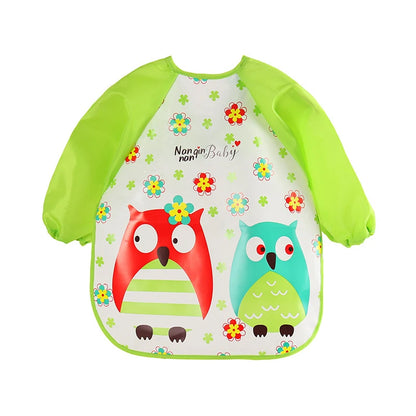 0-3 Years Baby EVA Waterproof Long Sleeve Feeding Bib Cartoon Pattern