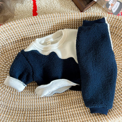 Baby Boy Clothing Set Toddler Tops Pants Winter Fleece 0-3Y Tracksuit