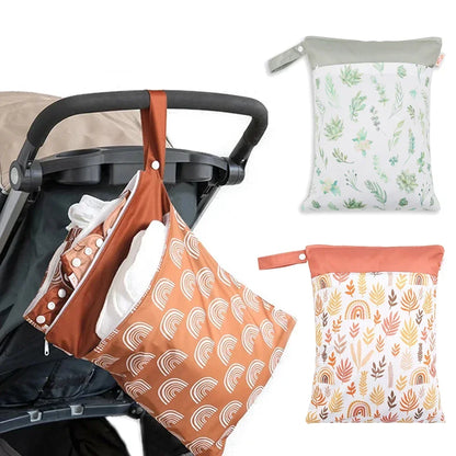 Large Capacity Waterproof Baby Diaper Bag with Zippered Stroller Pouch