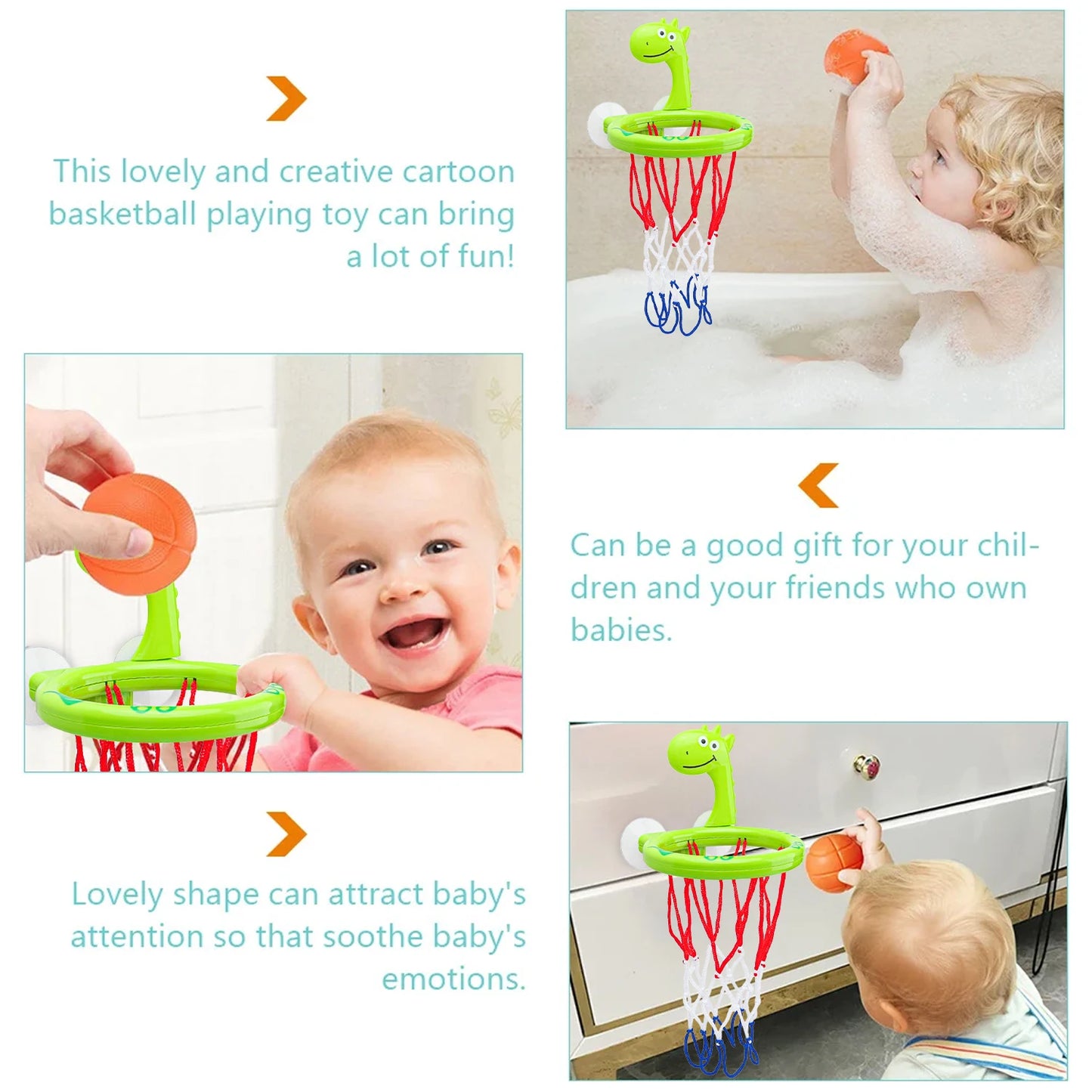 Baby Bath Toy Set Suction Cup Basketball Hoop with 3 Balls