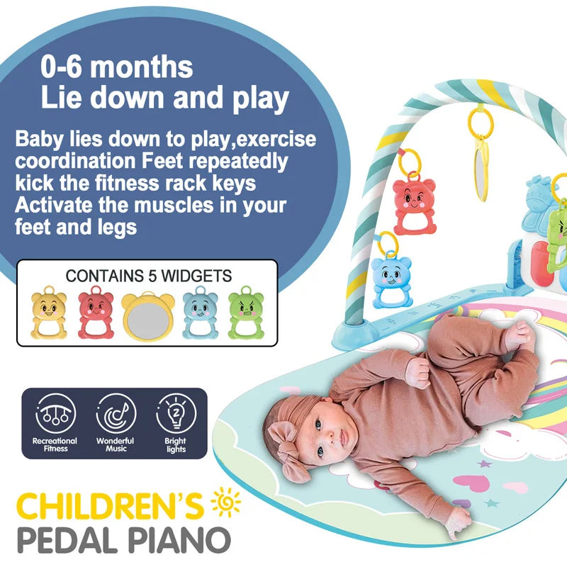 Baby Fitness Play Gym Music Activity Mat Piano Crawling Toy