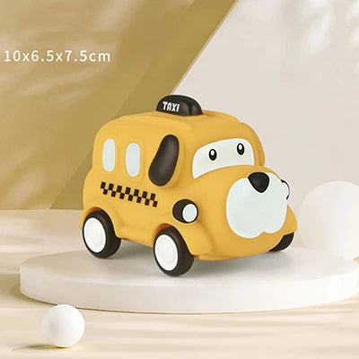 Baby Friction Car Toy 6-12 Months Soft Rubber Push & Go Roll Vehicle Rattle Gift