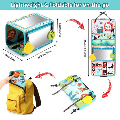 Baby Cloth Book with Distorting Mirror Soft Cartoon Sensory Montessori Toy