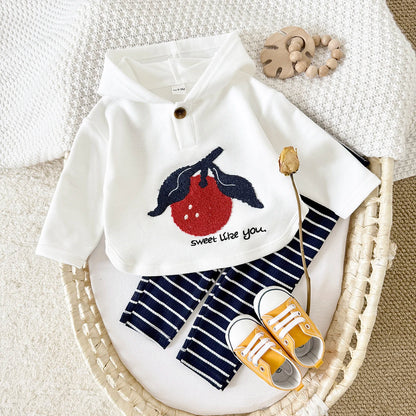 Newborn Baby Boy Clothes 2PCS Autumn Winter Hooded Top Pants Cartoon Toddler Outfit