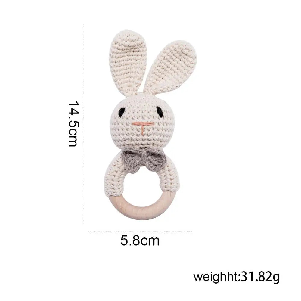 Baby Crochet Animal Rattle Cartoon Teether Montessori Toy 0-12 Months