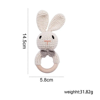 Baby Crochet Animal Rattle Cartoon Teether Montessori Toy 0-12 Months