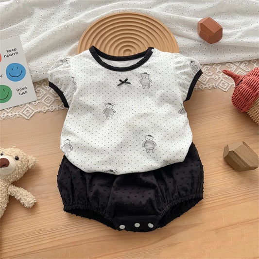 Baby Girls Summer 1-3Y Short Sleeve Cartoon Two-Piece Set