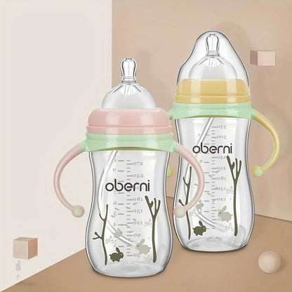 Baby Bottle with Handle Anti-Drop Soft Nipple Feeding Sippy Bottle