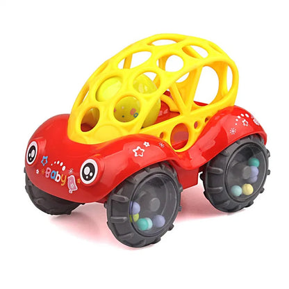 Baby Friction Car Toy 6-12 Months Soft Rubber Push & Go Roll Vehicle Rattle Gift