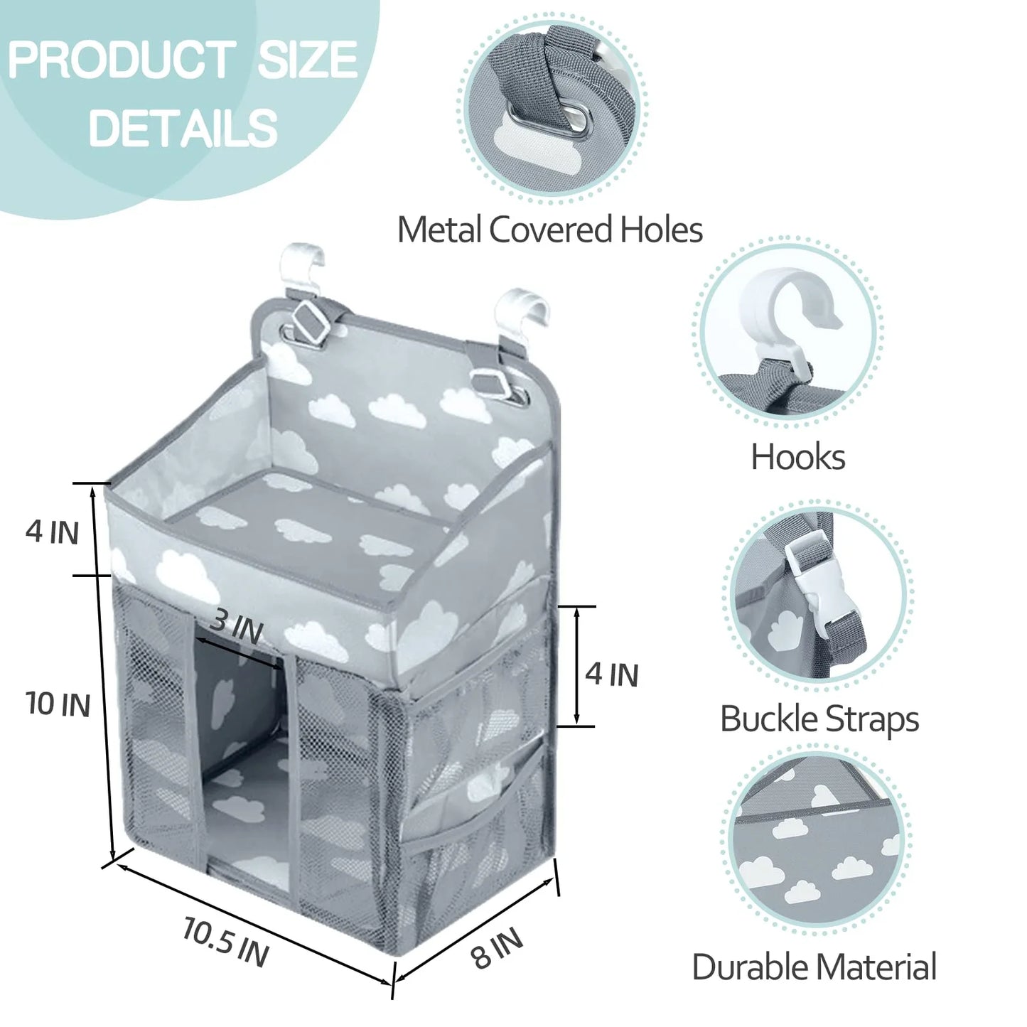 Baby Crib Hanging Diaper Organizer for Newborns and Infants