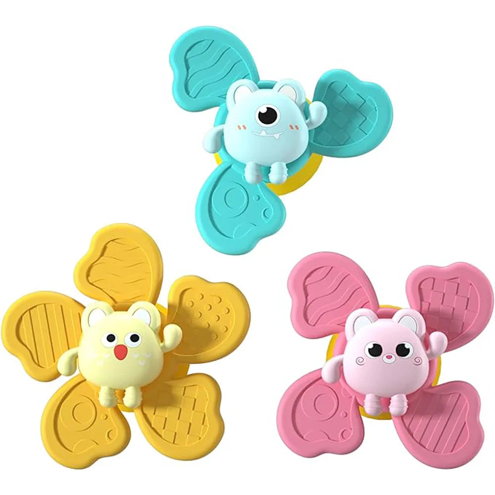 Baby Bath Toys Cartoon Suction Rattle Spinner Educational Fun Gifts
