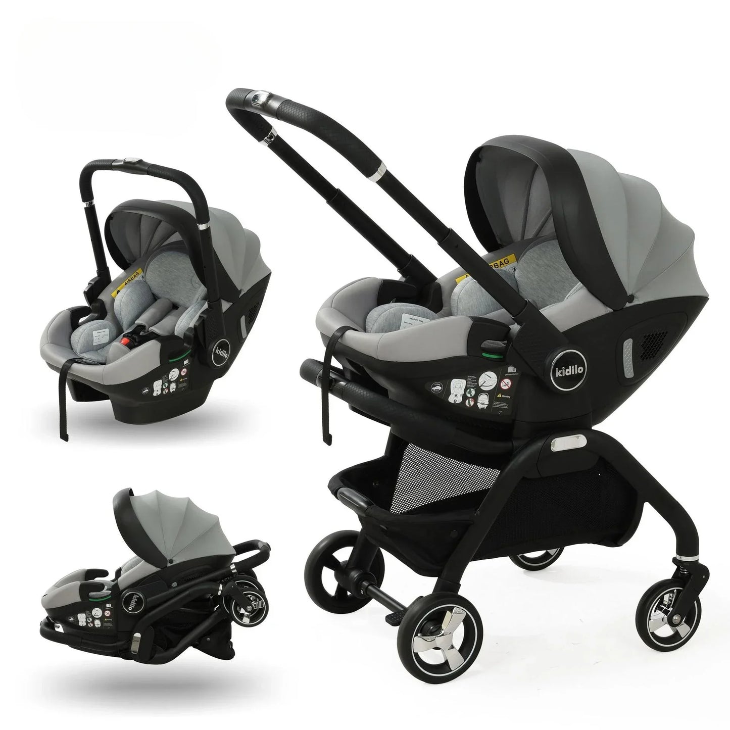 3-in-1 Baby Safety Stroller Two-Way Newborn Car Seat Portable Baby Stroller for 0-2 Years