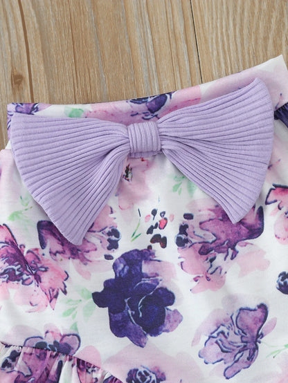 Summer Newborn Baby Girl 3PCS Set Sleeveless Bodysuit + Printed Shorts 0-1Y