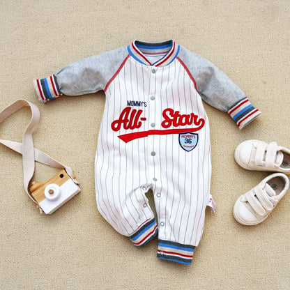 Baby Newborn Coverall Baseball Style Cotton Romper