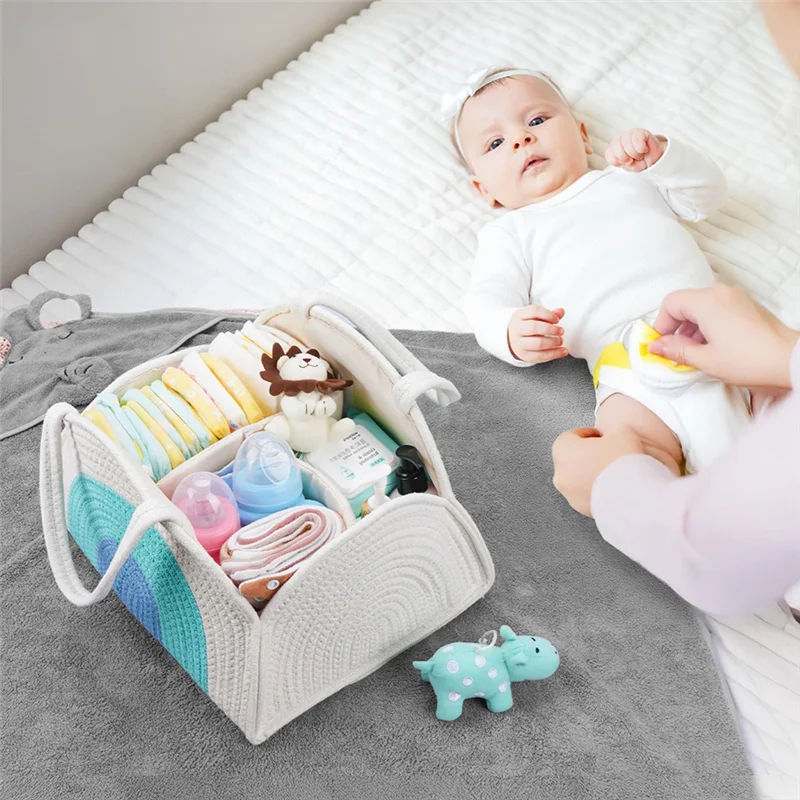 Baby Diaper Organizer Basket for Diapers and Wipes Newborn Essentials
