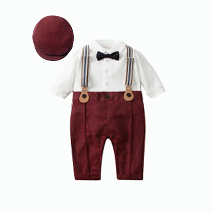 Baby Boys Gentleman Romper Suit Jacket Hat Outfit Spring Autumn
