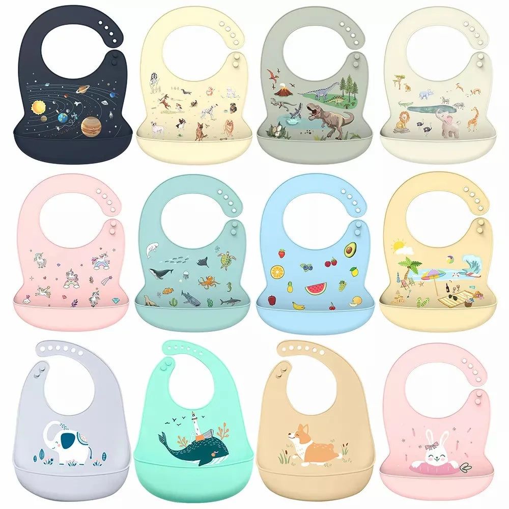 Silicone Baby Bib Waterproof Adjustable Feeding Apron