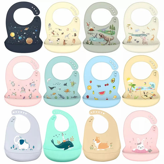 Silicone Baby Bib Waterproof Adjustable Feeding Apron
