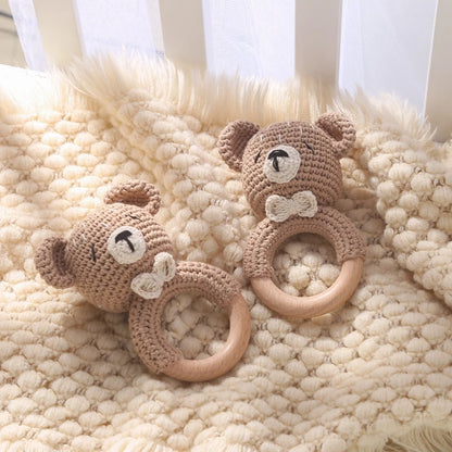 Baby Crochet Animal Rattle Cartoon Teether Montessori Toy 0-12 Months