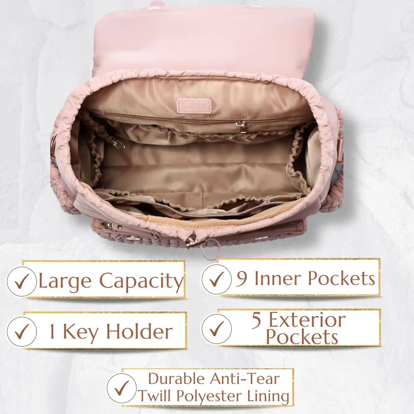 Large Capacity Mommy Diaper Bag Stroller Organizer Backpack